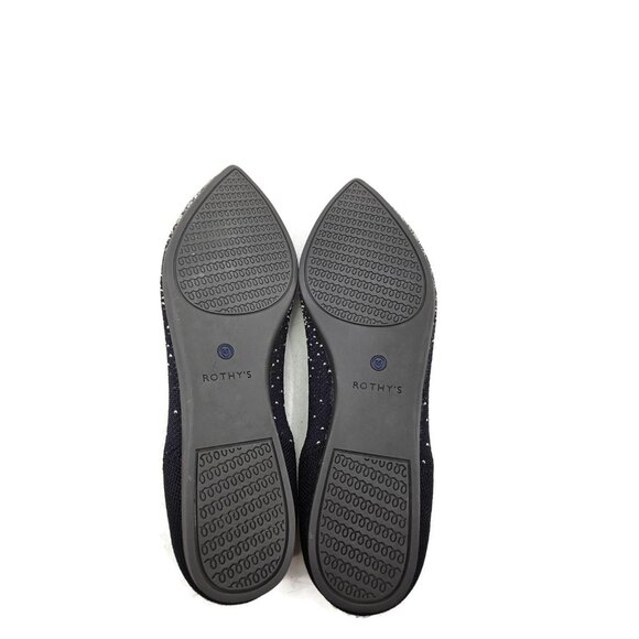 ROTHY'S The Point Flats Womens 11 Midnight Slate Metallic Silver Sparkle Retired - Picture 6 of 8